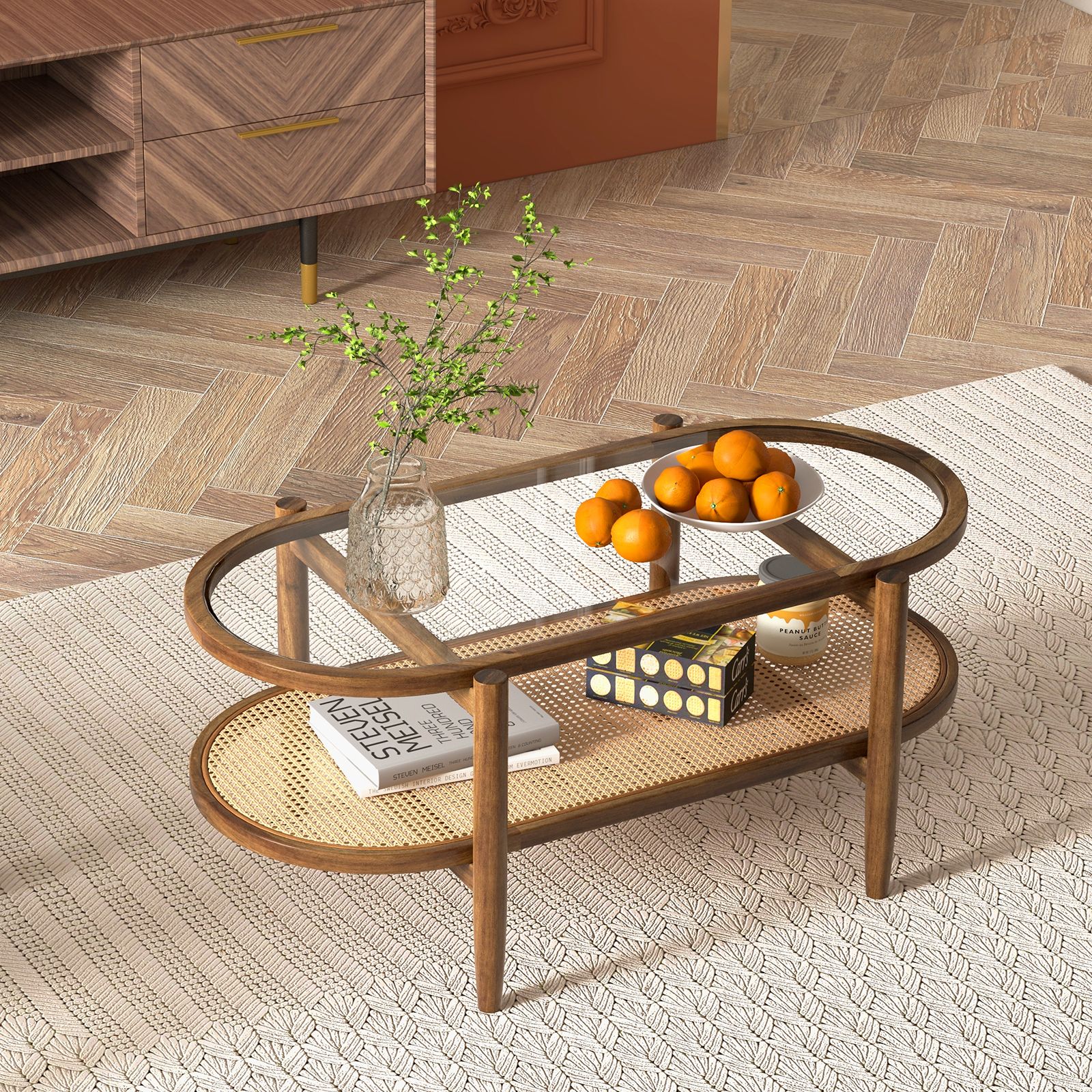 vintage coffee table in round shape