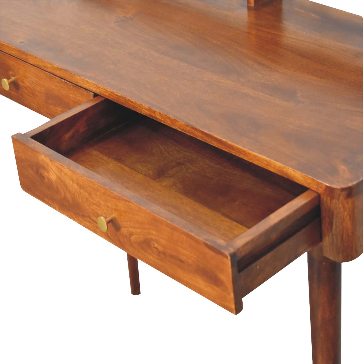 dark wood tone workstation desk with storage