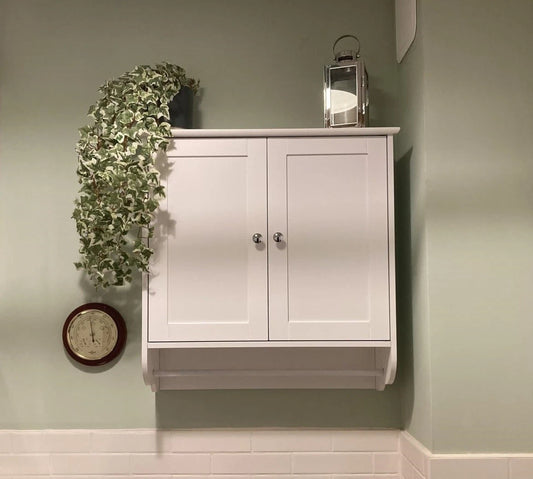 Wall mounted cabinet with towel bar and double doors