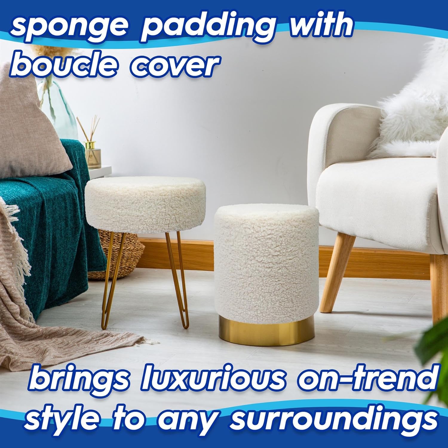 lightweight stool for footrest in white colour