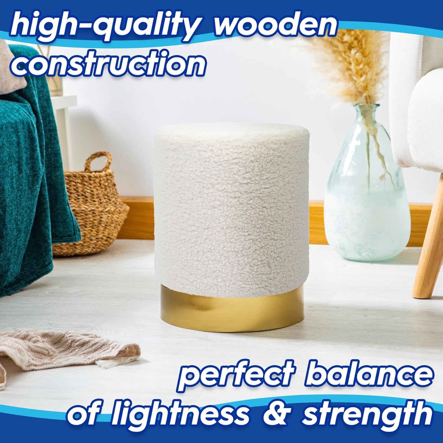 padded living room footstool in modern design