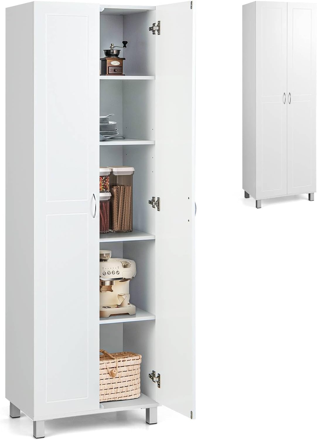 tall wooden cabinet with storage compartments