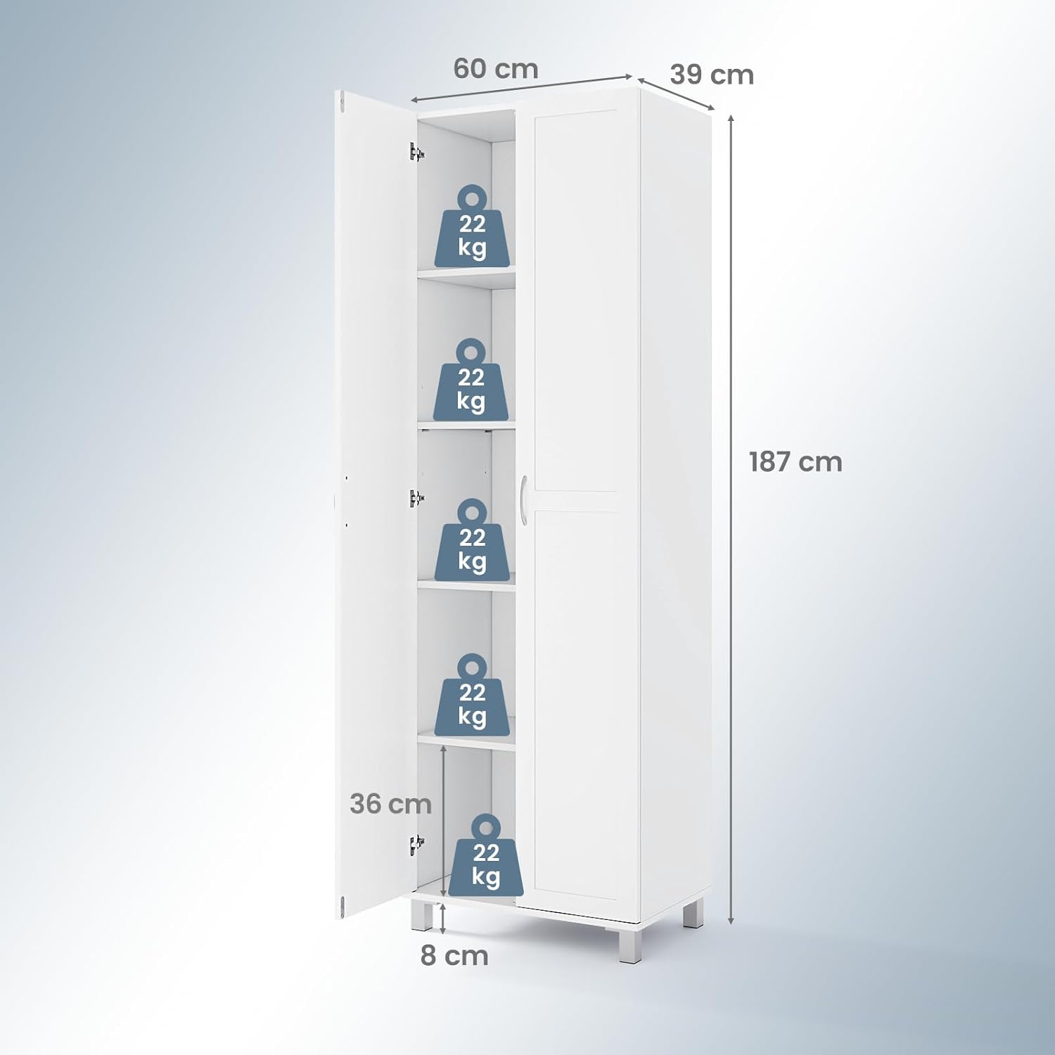 tall wooden pantry cabinet with adjustable shelves