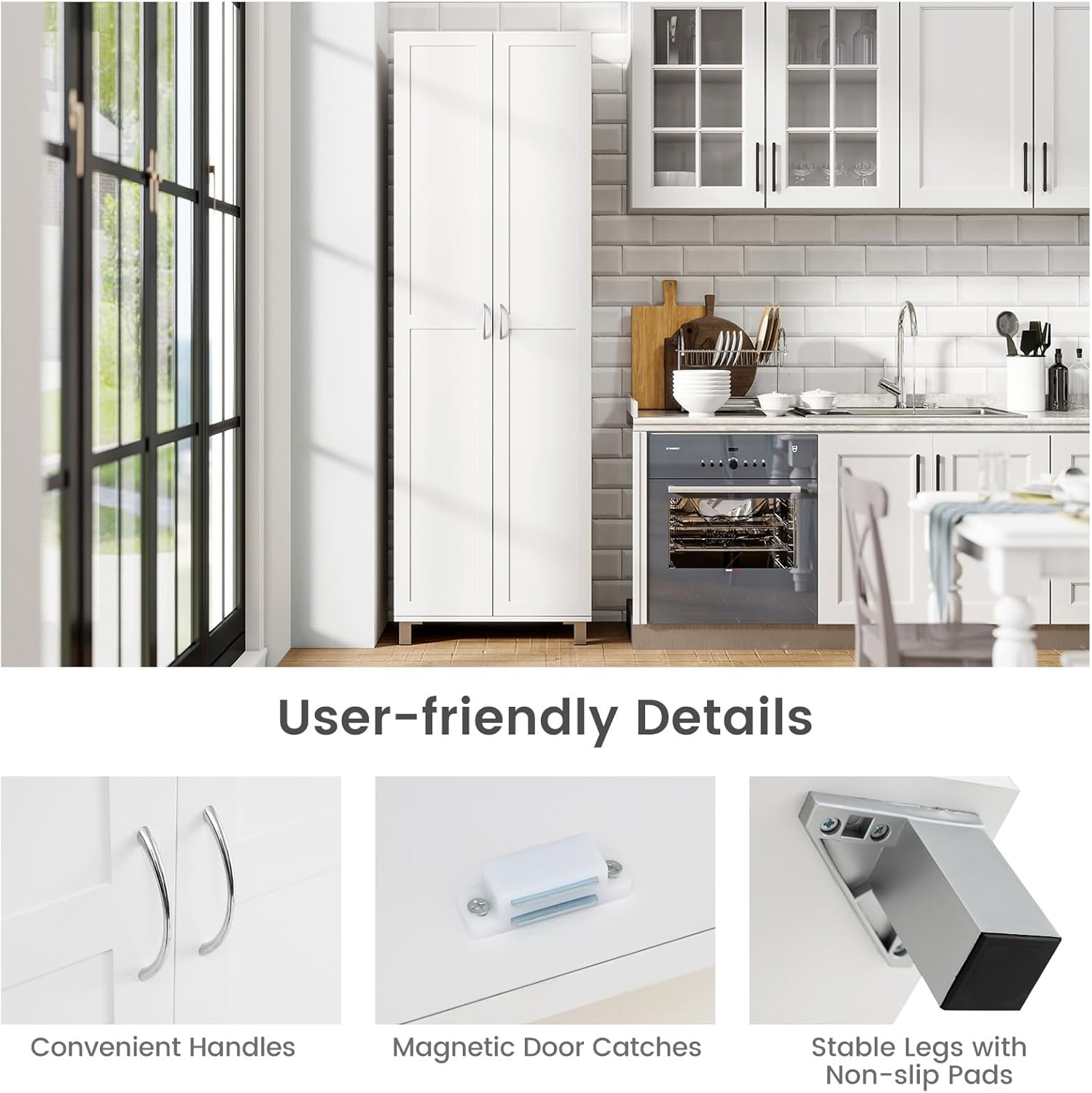 Tall MDF storage cabinet with waterproof scratch resistant finish