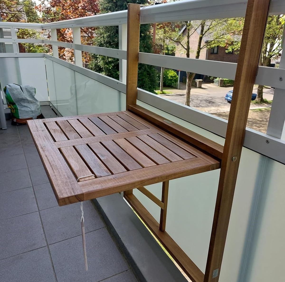 wooden hanging balcony table made from acacia wood