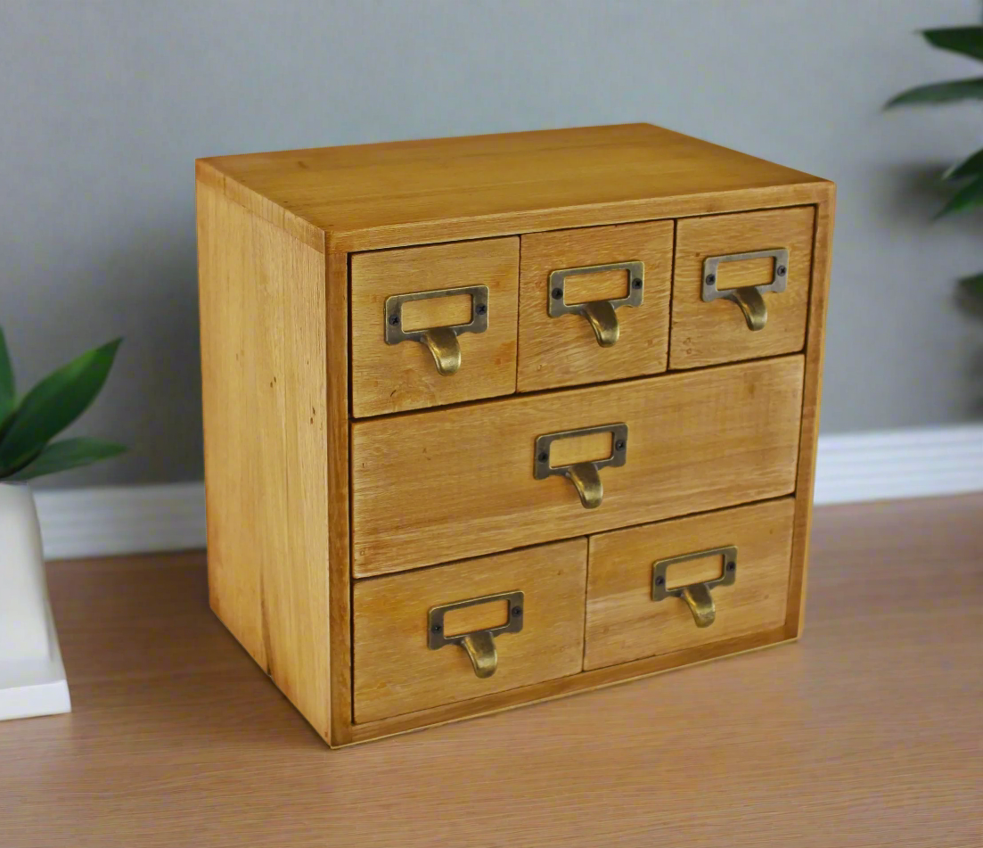 Wooden Drawers Trinket Storage Unit Office Desk Organiser Cabinet UK