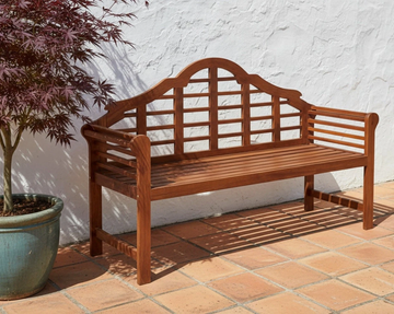 Wooden garden bench 2 seater solid wood outdoor seating