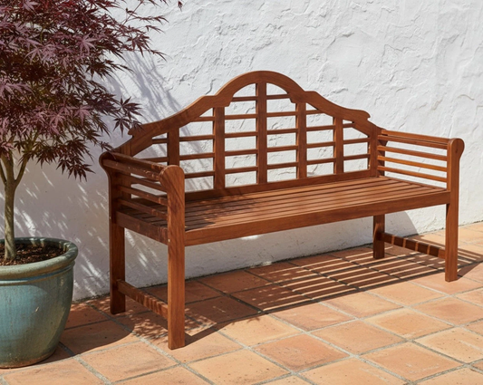 Wooden garden bench 2 seater solid wood outdoor seating