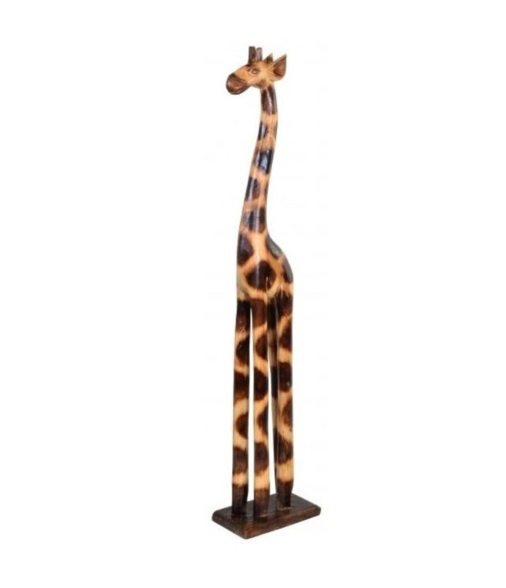 solid albizia wood giraffe statue fully handmade