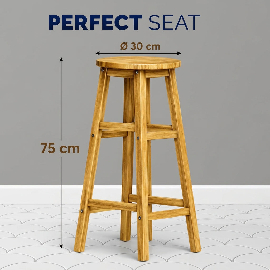 Two matching wooden bar stools for a kitchen island or home bar
