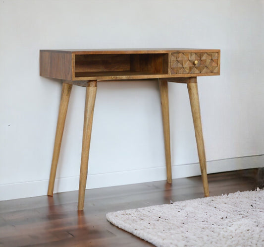 Writing Desk With Diamond Carved Drawer-myuniquefurnishings.co.uk