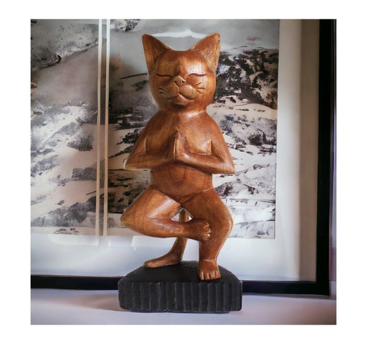 Yoga Cat - One Leg Pose-myuniquefurnishings.co.uk